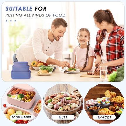 Keweis Silicone Food Storage Containers, Set of 3 Bento Lunch Box Containers with Lids, Hard-Shell Silicone, Airtight, Microwave, Dishwasher and Freezer Safe (10oz, 23.6oz, 44oz) (Dark Blue) (CGJ-1)