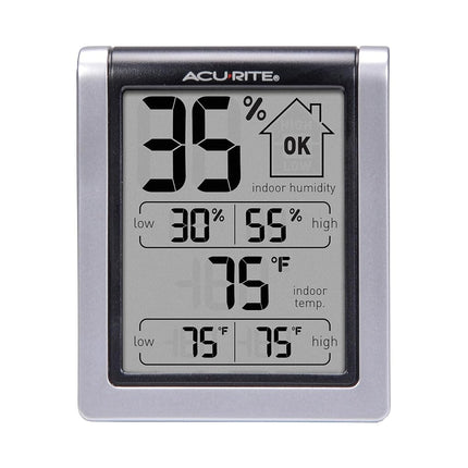 ACURITE 00613 Digital Hygrometer & Indoor Thermometer Pre-Calibrated Humidity Gauge, Black, 3" H x 2.5" W x 1.3" D