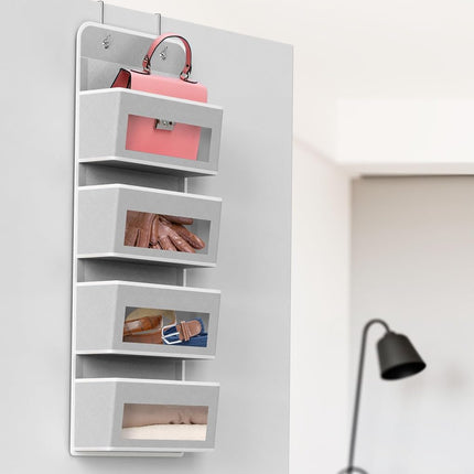 Organizador de pared/puerta Simple Houseware con 4 bolsillos de ventana transparente, gris