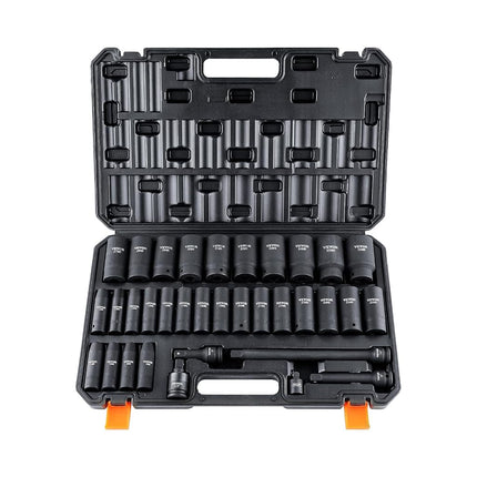 VEVOR 1/2" Drive Deep Impact Socket Set, 34pcs Socket Set Metric （8-36mm） 6 Point Cr-MO Alloy Steel for Auto Repair, Rugged Construction, Includes Heavy Duty Storage Case