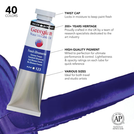Daler Rowney Georgian 37ml Water Mixable Oil Selection Set 10 Colours