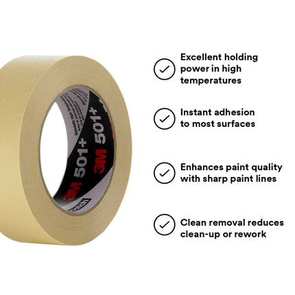 3M Specialty High Temperature Masking Tape 501+, 48 mm x 55 m, Conveniently Packaged