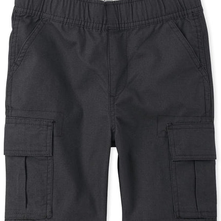 The Children's Place Boys' Pull on Cargo Shorts, Washed Black Single, 10