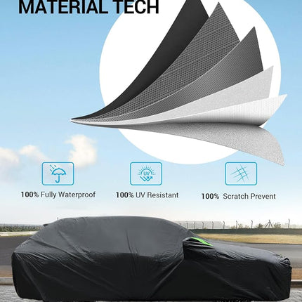 Proadsy Car Cover for Subaru Crosstrek 2018-2022 2023, Waterproof All Weather Automobiles, Windproof Sproof Rain Hail Sun UV Protection Full Outdoor Indoor Exterior Covers, Black
