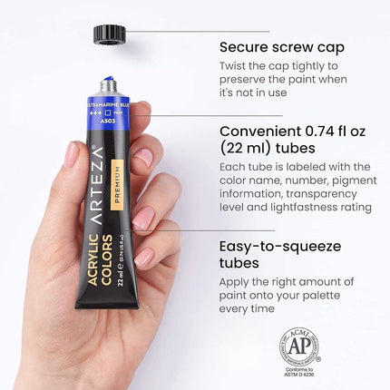 ARTEZA Acrylic Paint, A719 Pearl Electric Blue, 16.9 fl oz, 500ml Jar, Opaque, Quick-Drying, Acrylic Paints for Painting on Canvas