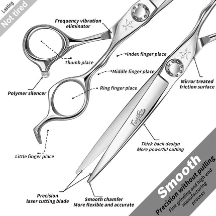 Fengliren High-end Professional Extremely Very Sharp Barber Hair Cutting Scissors Hairdresser Shears For Hair 6.5 Inch Haircut Scissor Made Of Stainless Steel Alloy For Hairdressing Salon and Home Use