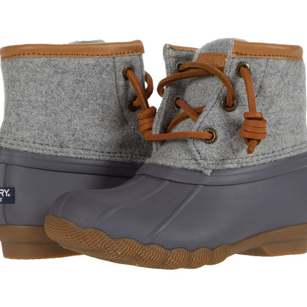 Sperry Kids Girls Saltwater Boot, Grey, 11 M US