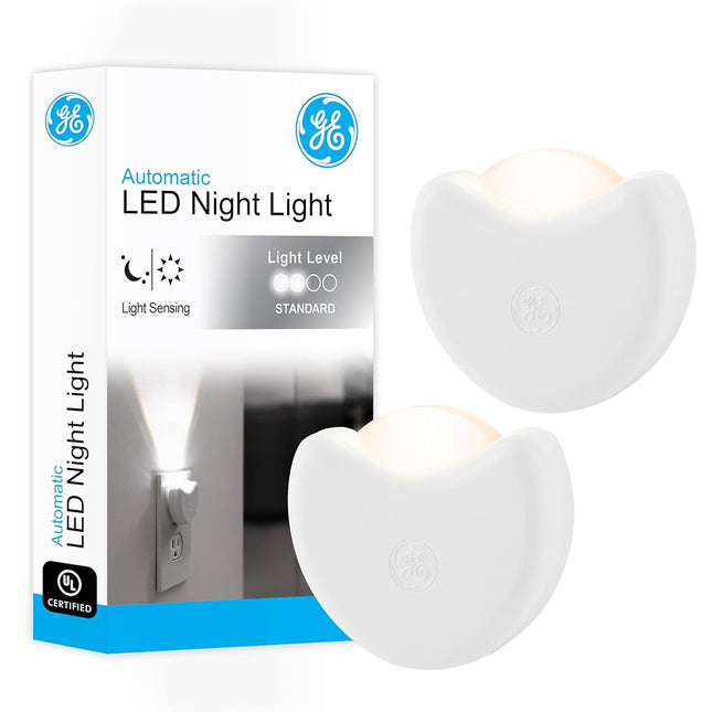 GE 10202 Half Moon Automatic Led Night Light (2 Pk.), White by GE