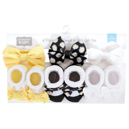Hudson Baby Girl's Headband and Socks Giftset, Black Daisy, One Size
