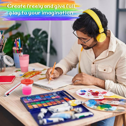 30PCS Spill-Proof Paint Cups with Paint Brushes, FHDUSRYO No Spill Paint Cups with Colored Lids, Paint Containers with Lids Toddler Paint Set for Kids