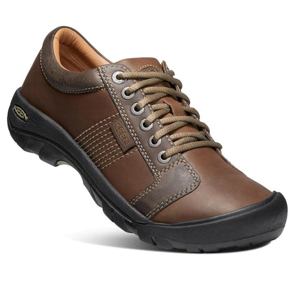 KEEN Men's Austin Low Height Leather Oxford, Chocolate Brown, 10.5 Wide