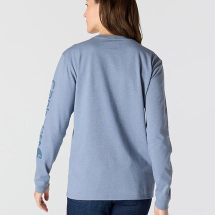 Carhartt Women's 103401 Women's WK231 Long Sleeve Logo T-Shirt, Light Faded Navy Heather, 2X