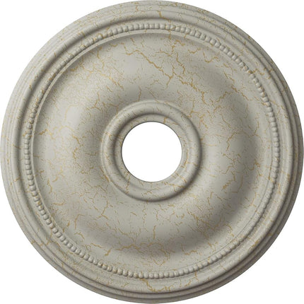 18 1/8"OD x 3 3/4"ID x 1 1/8"P Bradford Ceiling Medallion (Fits Canopies up to 4 3/8"), Hand-Painted Pot of Cream Crackle