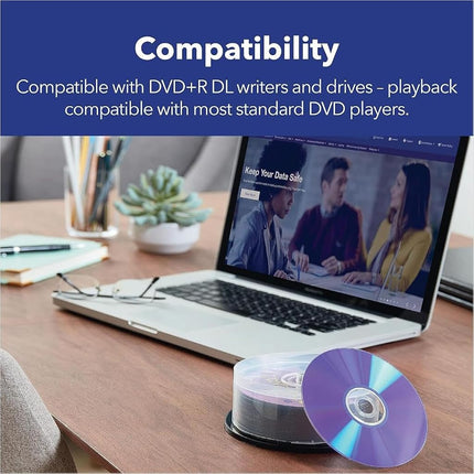 Verbatim DVD+R Double Layer Life Series 8.5 GB - 8x Burning Speed, Printable, Long Service Life, 50-Pack Spindle