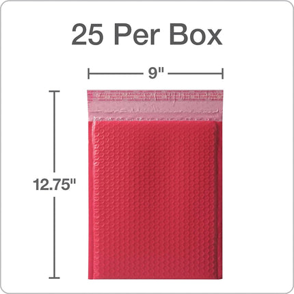 Quality Park Bubble Mailers, 8.25 x 11 Shipping Envelopes, Water Resistant Red Poly Padded Envelopes, Redi-Strip Peel Off Closure, 25/Box (QUA85869)