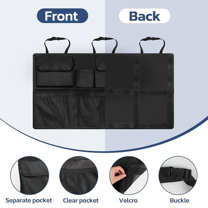 Organizador de Maletero para Coche Tecfino con Tapa, Compatible con SUV/Camioneta, Gran Capacidad, 6 Bolsillos y 3 Bolsas de Malla
