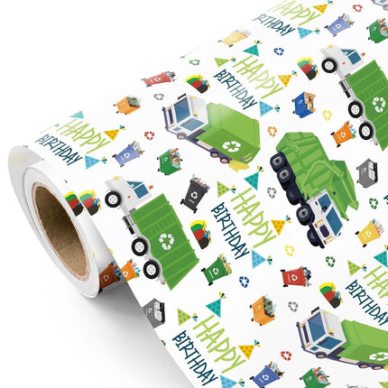 WRAPAHOLIC 30 Inch Garbage Truck Wrapping Paper - 