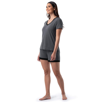 Fruit of the Loom Women's Plus Size Sleeve Tee and Short 2 Piece Sleep Set, Soft Grey, 4X