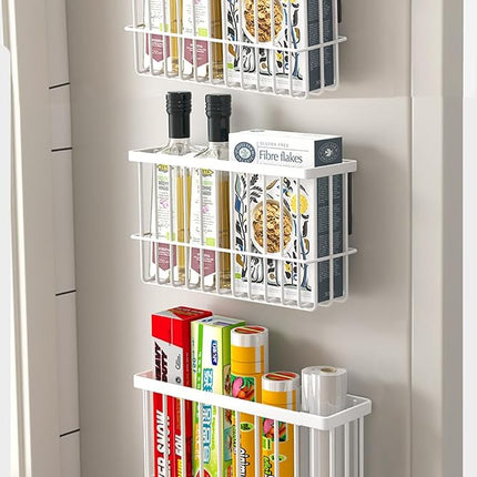 EigPluy Pack of 3 Kitchen Cabinet Door Storage Box, Self-Adhesive Wall Mounted Storage Box, Cupboard/Bathroom/Fridge Small Items Organiser Storage Boxes (White3)