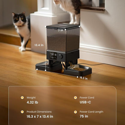 oneisall Automatic Cat Feeder for 2 Cats Pets, Timed Cat Food Dispenser