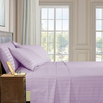 Elegant Comfort Luxury Soft Bed Sheets Dobby Stripe 1500 Premium Hotel Quality Microfiber Softness Wrinkle and Fade Resistant (4-Piece) Bedding Set, Twin, Stripe Periwinkle Lavender