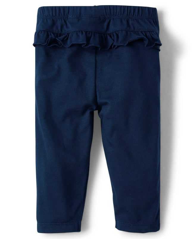 The Children's Place Baby Girls' Legging Pants, Blue Floral/Tidal Plain 2-Pack, Preemie