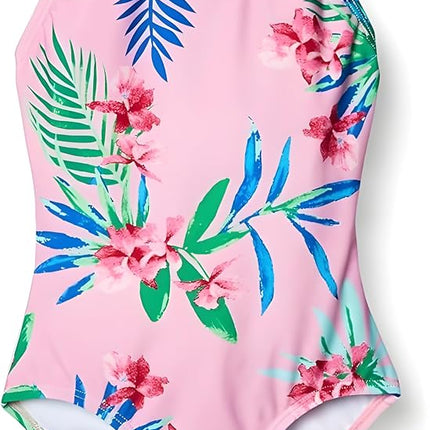 Kanu Surf - Traje de baño de una pieza deportivo de playa Chloe para niñas grandes, estampado floral Leonie, rosa, talla 12
