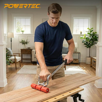 POWERTEC Extendable Floor and Wall Roller for Vinyl Flooring, Tile & Linoleum Roller with Extendable 17" to 27" Handle, 7.5" Wide for LVP, Veneer, Carpet, Wall Coverings, 1PK (71033V)