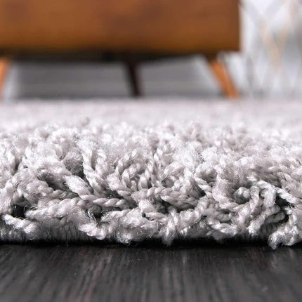 Unique Loom Solo Solid Shag Collection Modern Plush Cloud Gray Rectangle (2' x 3')