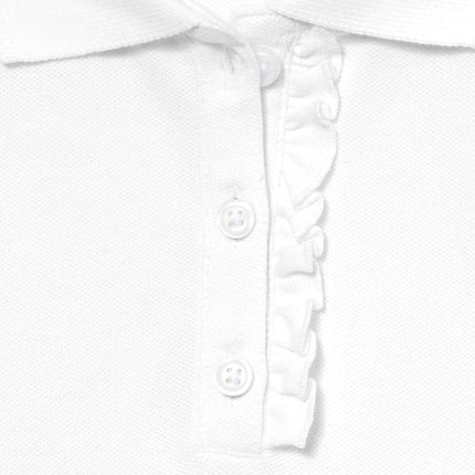 The Children's Place girls Uniform Long Sleeve Ruffle Pique Polo 2-pack Shirt, White 2 Pack, X-Small US