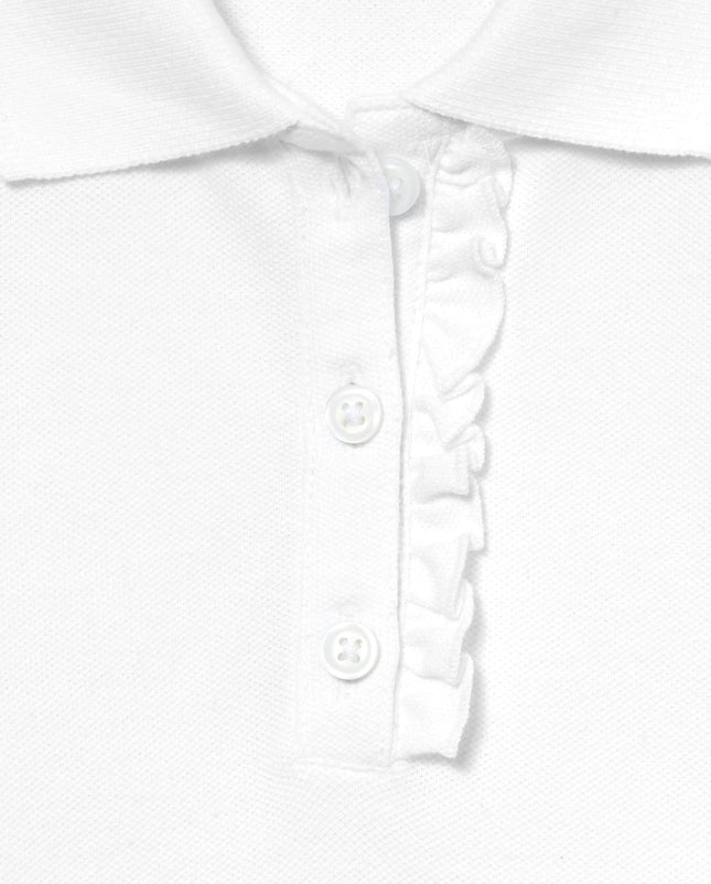 The Children's Place girls Uniform Long Sleeve Ruffle Pique Polo 2-pack Shirt, White 2 Pack, X-Small US