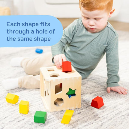 Melissa & Doug Shape Sorting Cube Classic Wooden Kids Toy - The Original (Sturdy Wooden Construction, 12 Pieces, Great Gift for Girls and Boys - Best for 2, 3, and 4 Year Olds)