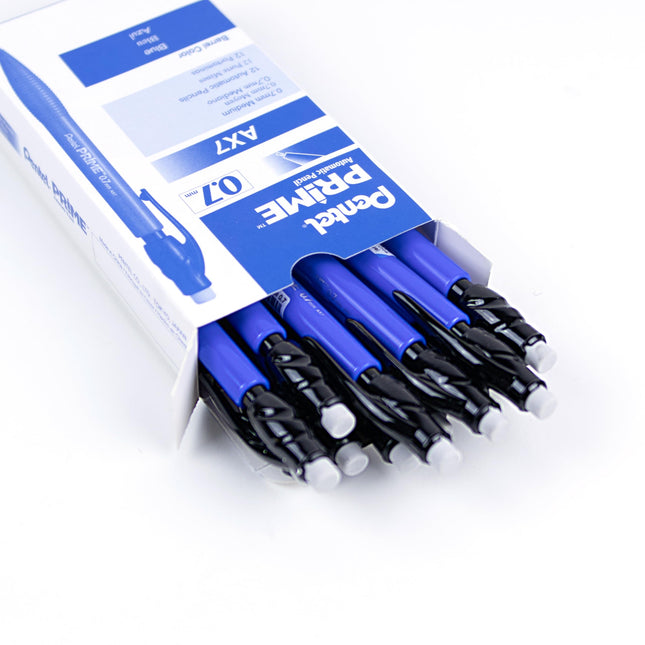 Porte-mine Pentel Prime 0,7 mm, corps bleu, boîte de 12 (AX7C)