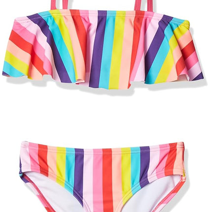 Kanu Surf Girls' Karlie Flounce Bikini Beach Sport 2 Piece Swimsuit, Vera Multi, 6