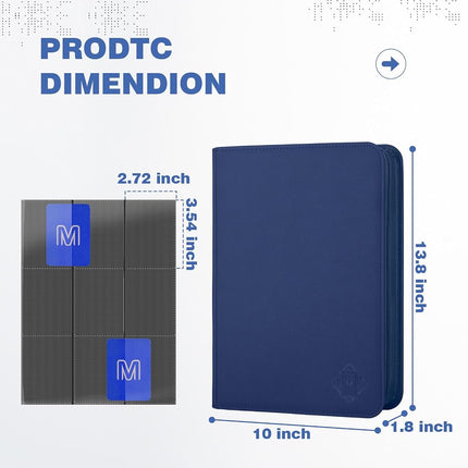 Trading Card Binder with 9 Side Loading Pocket Card Album Hold Up to 540 Cards PU Card Collection Binder, Collectible Albums Card Folder for MTG, TCG, Sports Cards（9-Dark Blue）