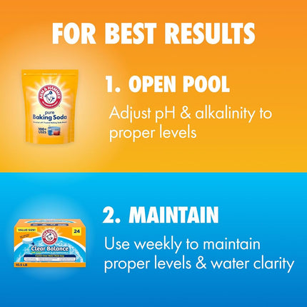 ARM & Hammer Clear Balance Swimming Pool Alkalinity pH Maintenance Tablets, White, 1 Pack, 24 Count