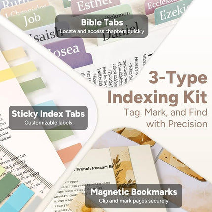 WEMATE Large Capacity Bible Cover Case,76 PCS Bible Study Supplies,15 No Bleed Bible Highlighters, Ballpoint Pens, Washi Tapes, Tabs, Sticky Notes, and Prayer Cards,‎Multicolor Bible Kits