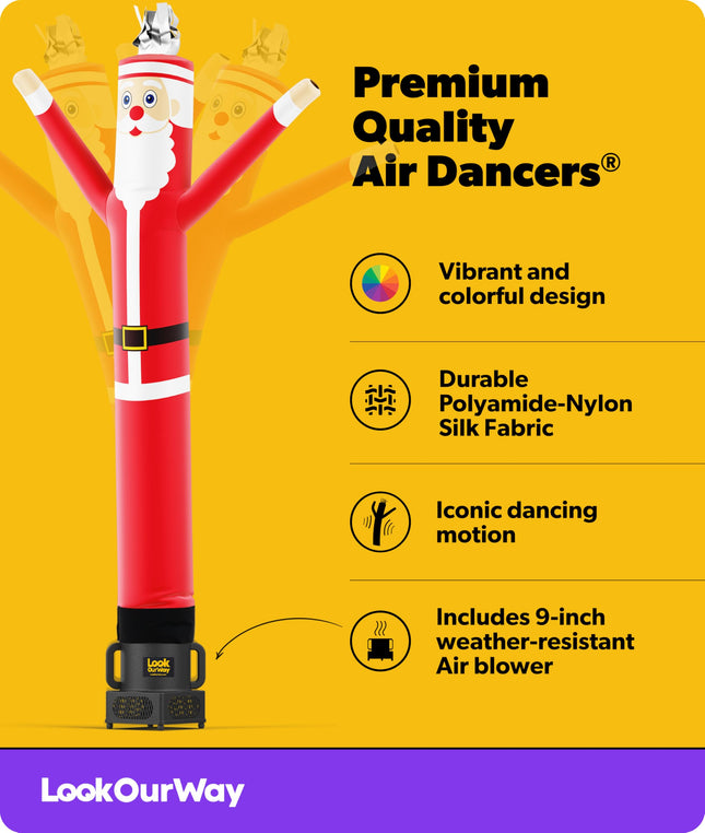 LookOurWay Santa Claus 6-Feet Tall Air Dancers Inflatable Tube Complete Set with 1/4 HP Sky Dancer Blower, 6-Feet, Red