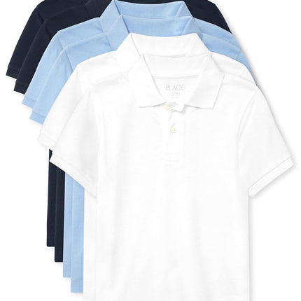 The Children's Place Boy's Short Sleeve Pique Polo, Brook/Nautico/White, X-Large
