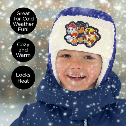 Ensemble bonnet et moufles d'hiver Nickelodeon pour garçons, Pat' Patrouille avec Marshall, Chase et Rubble, pour enfants de 2 à 4 ans, bleu/blanc avec doublure polaire, âge 2-4 ans