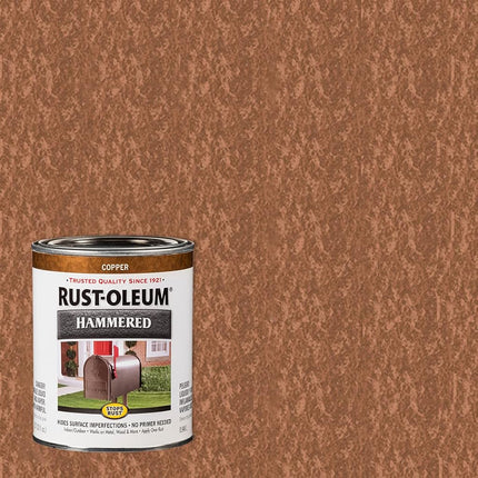 Rust-Oleum 239074 Stops Rust Hammered Finish Paint, Quart, Copper 32 Fl Oz (Pack of 1)