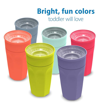 Tasse d'apprentissage sans bec Cheers 360 Dr. Brown's, 9 mois et plus, 295 ml, Rose/Turquoise, Lot de 2