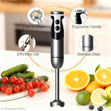 MEGAWISE 5-in-1 Hand Blender, 400W, Chopper & Whisk for Soups & Sauces