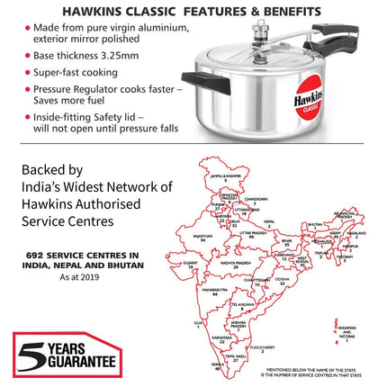 Hawkins Classic Pressure Cooker, 4 Litre Capacity