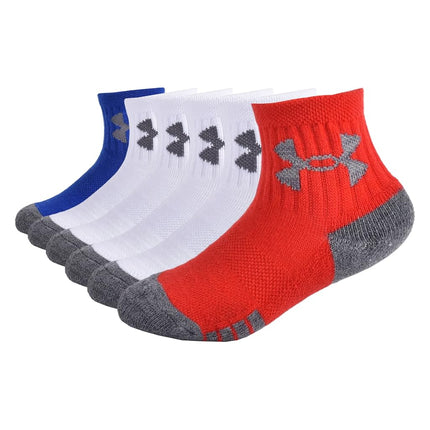 Under Armour Boys' Multi Pack Quarter Sock, Red Te