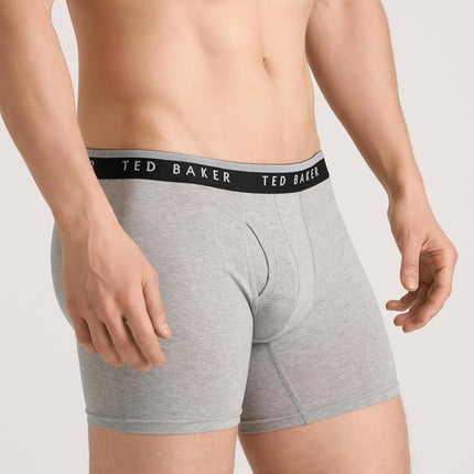 Ted Baker Men's Standard 4 Pack Cotton Stretch Boxer Briefs, Black Beauty/Grey Heather/Sky