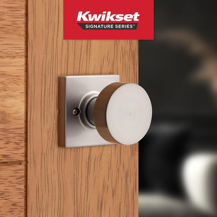 Kwikset 97300-933 Pismo Bedroom/Bathroom Door Knob, Round, Satin Nickel