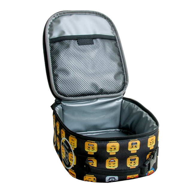 LEGO Kids Heritage Classic Lunch Box, Insulated Soft Reusable Lunch Bag Meal Container for Boys and Girls, Perfect for School or Travel, Meal Tote Keeps Food and Drinks Cold with Buckle, Minifigure