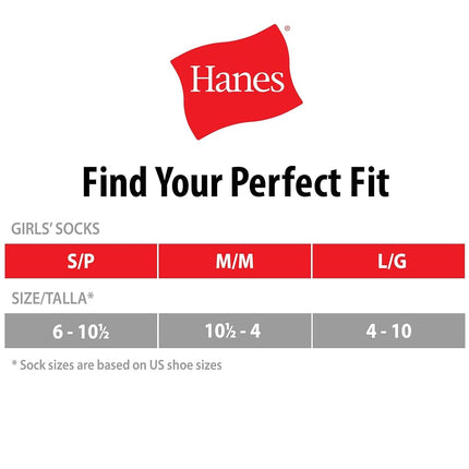 Hanes Girls' Cool Comfort No Show Socks, 12-Pair Pack, Banded Assorted, Small