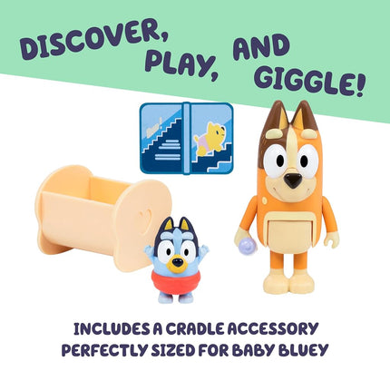 Bluey Figure 2 Pack Baby Race | 2 Figure Pack with Chilli and Baby with Accessories